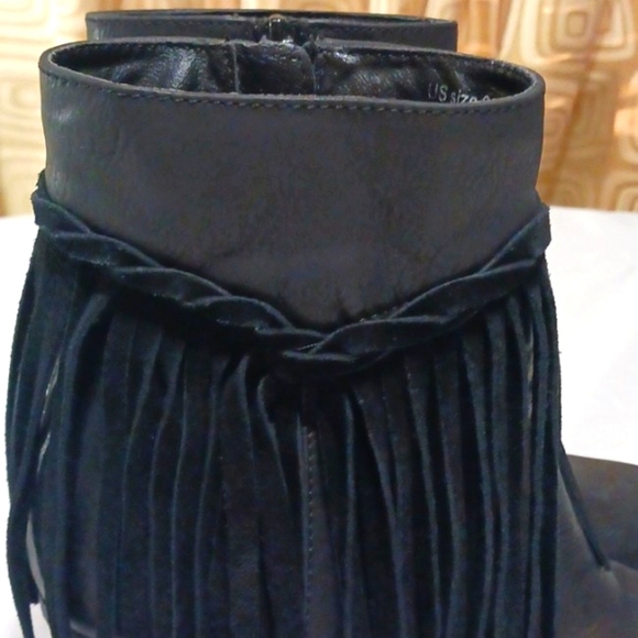 Sbicca Fringed Black Western Ankle Boots Women's Booties size 6 - Picture 6 of 12